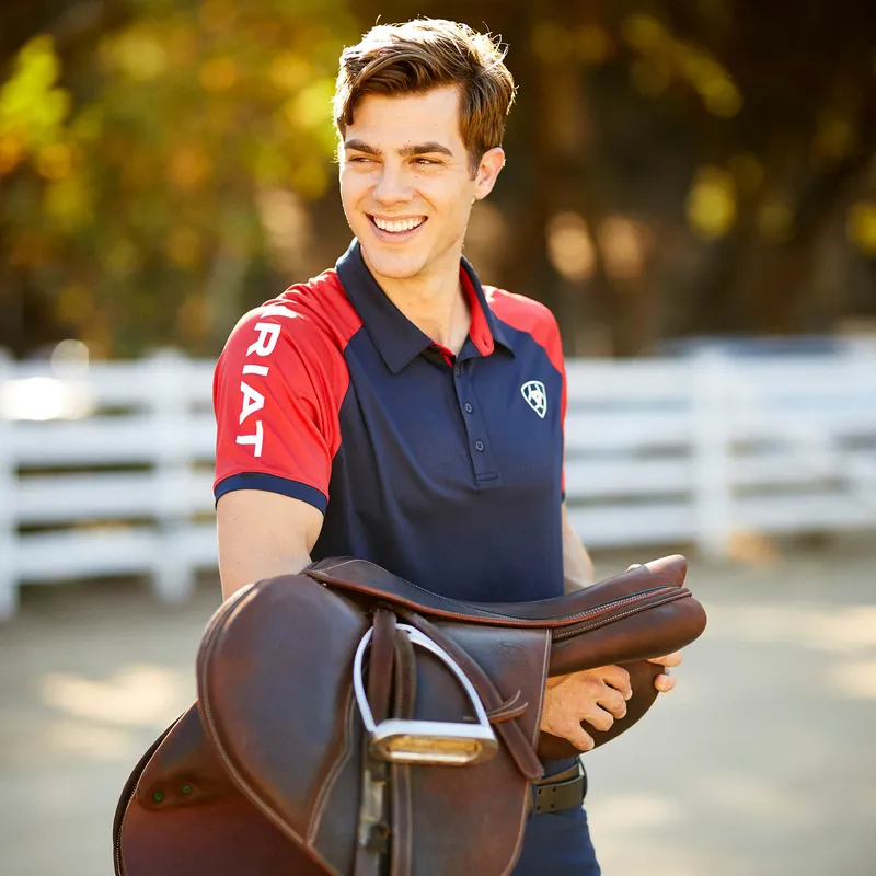 Ariat Team 3.0 Polo Shirt Mens in Navy and Red-3